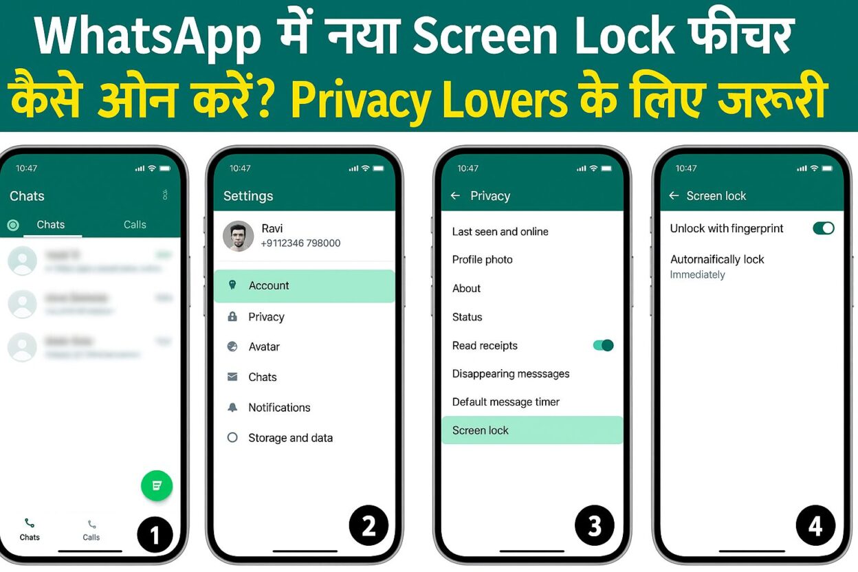 WhatsApp में नया Screen Lock फीचर कैसे ऑन करें? Privacy Lovers के लिए ज़रूरी ट्रिक (2025)